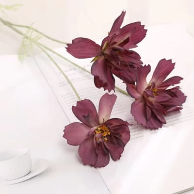 Perzische gerbera - paars - zijden bloemen - 3 stelen - onderhoudsvrij - 70 cm - kunstbloemen