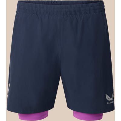 Heren Apex 2-in-1 Short - Marineblauw/magenta