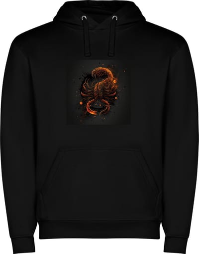 Zwarte unisex hoodie met “ Kleurrijke Sterrenbeeld Schorpioen – Astrologie – Horoscoop – Zodiac Signs “ Print Full Color Color merk Roly maat S