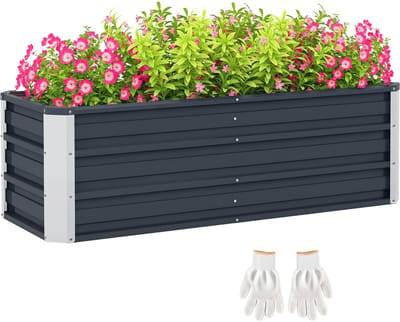 Outsunny - Plantenbak - met Handschoenen - Houtskoolgrijs - 845-643