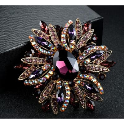Luxe Vrouwen Meisjes Mode Kristal Overdreven Broche Badges Exquise High-end Strass Schijnende Boutique Decoratie Speld brown