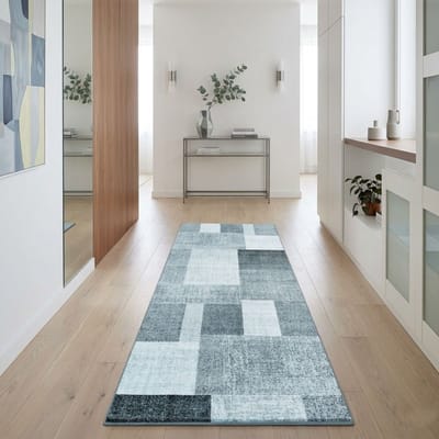 FLOORDIREKT Tapijtloper Lucano - Op Maat - Modern - Antislip Woonvloerkleed - Antraciet - 80 x 100 cm