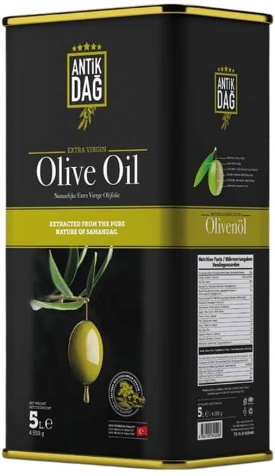 Antik Dağ Extra Vierge Olijfolie – 5000 ml Tin – Koudgeperst, <0.8% Zuurgehalte, Rijk aan Polyfenolen – Premium Mediterrane Olijfolie