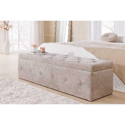 Opbergbank champagne beige bouclé 140 cm