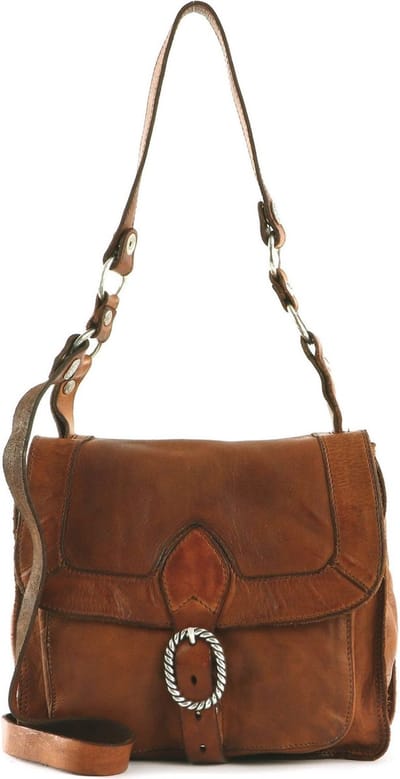 CAMPOMAGGI Leren Schoudertas Crossbody Bag Cognac Bruine