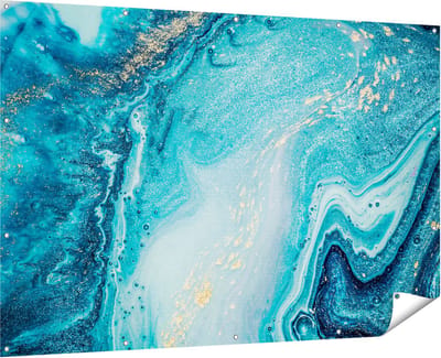 Gards Tuinposter Abstracte Kunst Blauwe Oceaan - 180x120 cm - Tuindoek - Tuindecoratie - Wanddecoratie buiten - Tuinschilderij