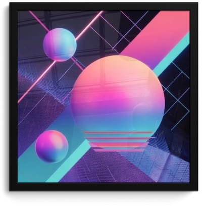 Poster in lijst - Fotolijst 40x40 cm - Posters - Cirkels - Vlakken - Abstract - Blauw - Posterlijst zwart - Decoratie - Wanddecoratie woonkamer - Muurdecoratie slaapkamer