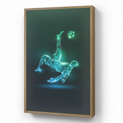 Nachtlampje 60x90 cm - Kinder lamp - Voetbal - Voetballer - Jongen - Zwart - Tafellamp kinderkamer draadloos - Slaapkamer lampje - Bedlamp kinderen - Kinderlampje - Wandlamp babykamer - Nachtlampjes