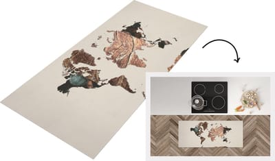 Keukenloper - Loper keuken - Wereldkaart - Boom - Hout - 120x50 cm - Keukenloper vinyl