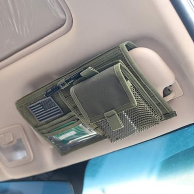 Allecto - Molle Visor Panel Organizer - Tactische Auto Zonneklep Cover - Legergroen - Universele Interieur Accessoires - Geschikt voor Auto Truck SUV