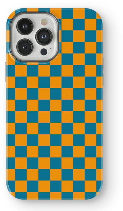 Design Hoesje geschikt voor iPhone 13 Pro | Geschikt Voor Mag | Tiny Squares Checkered Print | Backcover geschikt voor iPhone 13 Pro Petrol Pop