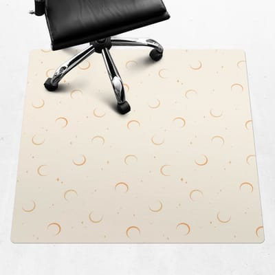 Wallfluent - Vloerbeschermer Manen En Sterren - 100x100 cm - Romig Vloerbeschermer Bureaustoel - Vierkant - Vloerbeschermer PVC-Computer Stoel Mat-Kantoordecoraties - Boho-patroon