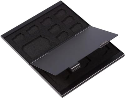 Geheugenkaart Etui - Opslag Beschermbox - Kaarten Organiseren - Aluminiumlegering - 93 x 6 x 1 cm - Zwart