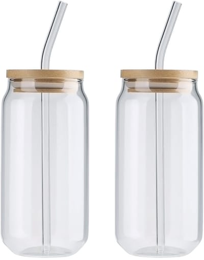 Dailygoods- Bierglazen 580 Ml - Blikvormige Glazen - Drinkglazen 2 Stuks - Ideaal voor Cocktails - Ijskoffieglazen - Hoogbrososilicaatglas