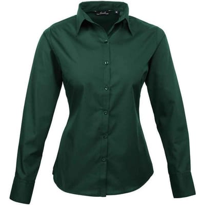 Premier Dames/Dames Popeline Blouse met Lange Mouwen (Fles groen)