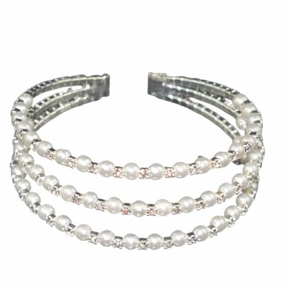 Armband-Parel-Strass-Zilverkleur- 17 cm- synthetische - Charme Bijoux