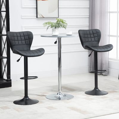 MODFU - Barkrukken 2-Delige Set - Verstelbare Hoogte En Draaibare Zitting - Modern - Kunstleer - Zwart - 57 x 58 x 87-107 cm