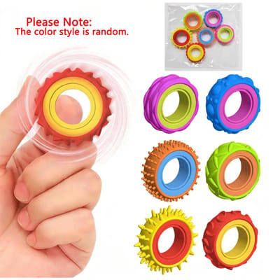 Nieuwe Roterende Fidget Speeltjes Siliconen Sensorische Ring Siliconen Anti Angst Stressverlichtend Speeltje Fidget Spinner Ring yellow