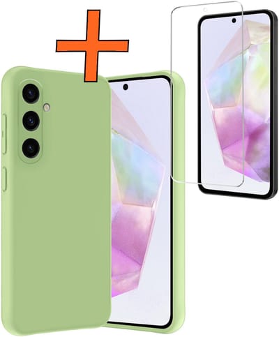 Hoes - Met Screenprotector - Geschikt voor Samsung Galaxy A36 - Sterk & Shockproof - Back Cover - Siliconen Case - Telefoon Hoes - Groen