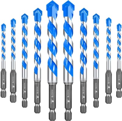 Betonboor Tegelboor Set - Universele Boor Steen - Gaten Boren Klussen - Zeskantige Schacht - 6-12 mm 12 Stuks - Zwart