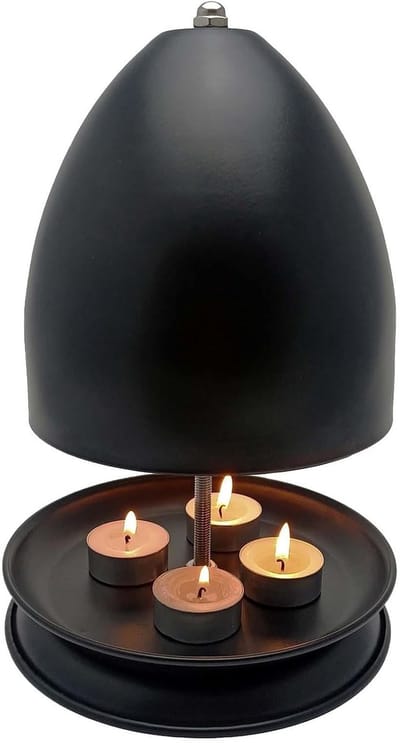 Theelicht Verwarmer - Metalen Oven - Ruimte Verwarmen - Veilig Hitte Schild - 27 x 17.5 cm - Mat Zwart