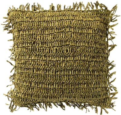Dutch Decor ANTONIO - sierkussen 45x45 cm - effen kleur - raffia - Olive Branch - groen - Inclusief binnenkussen - Luxe kussens voor woonkamer & bank