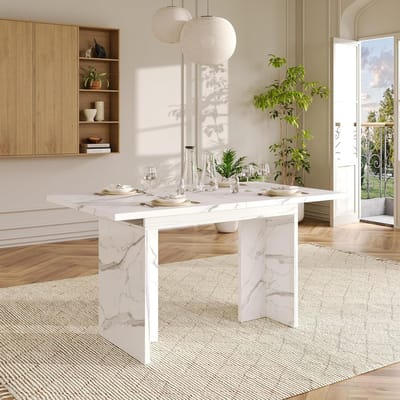 Uittrekbare Eettafel - Keukentafel Eetkamer - Gezellig Tafelen - Extra dik tafelblad - 140/180 x 80 cm - Wit
