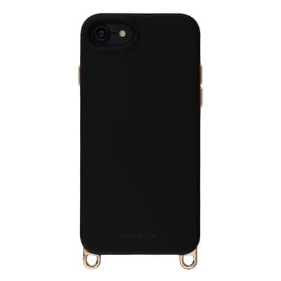 Selencia Hoesje - Geschikt voor iPhone SE (2022) / SE (2020) / 8 / 7 - Rivièra geschikt voor MagSafe Backcover met afneembare haakjes - Velvet Black