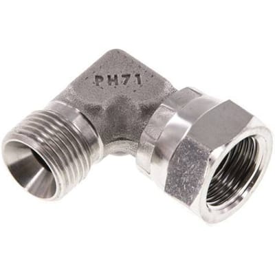 G 3/8'' M/F RVS L-Fitting 90graden 325 Bar - Hydrauliek - FL2E-MF-S-038G-I