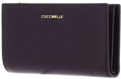 COCCINELLE Leren portemonnee Metallic Soft Wallet Prune donkerpaars
