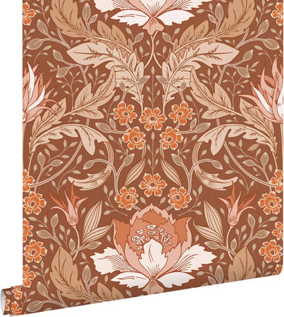 ESTAhome behang vintage bloemen in art nouveau stijl terracotta bruin - 50 x 900 cm - 131080