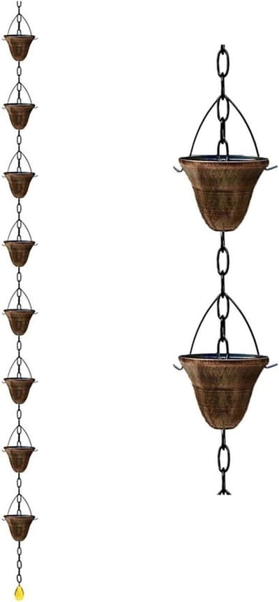 Regenketting - IJzeren Ketting - Dakgoot Afvoer - Decoratieve Stijl - 176 cm - Koperkleurig