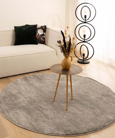 Velours vloerkleed rond - Flair grijs 100