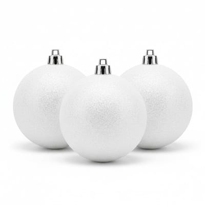 Cosy & Trendy Kerstballen - 6x st - wit - glitters - D8 cm - kunststof - kerstversiering