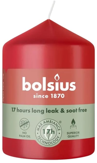Bolsius Stompkaars Delicate Red Ø58 x 80 mm – 17 Branduren – 6 Stuks – Rode Sfeerkaarsen
