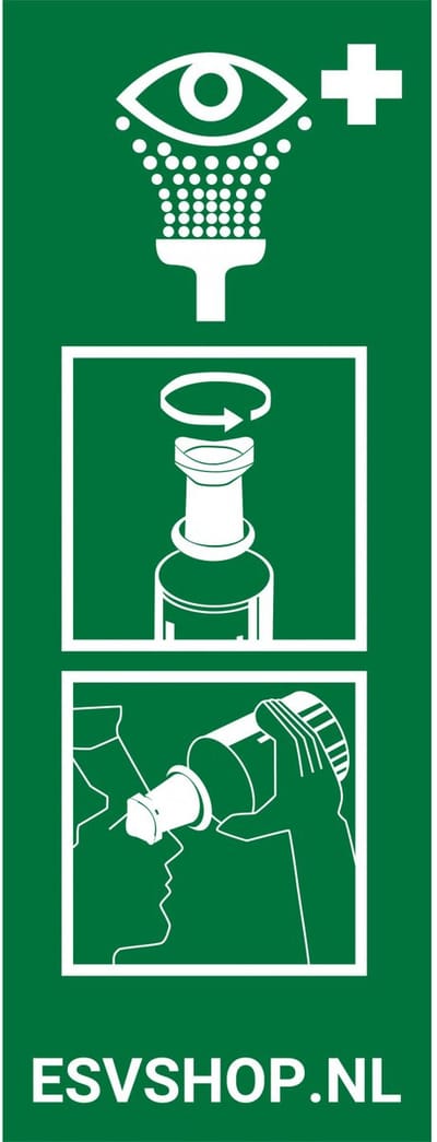 Instructie bord voor oogspoeling - kunststof - 200 x 75 mm