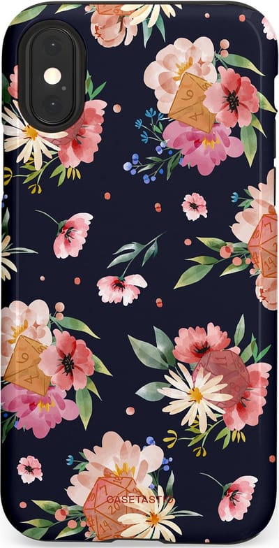 Casetastic Hoesje Geschikt voor Apple iPhone X/Xs - Stijlvolle Beschermende Duo-layer Case - Bloemenkracht met D20