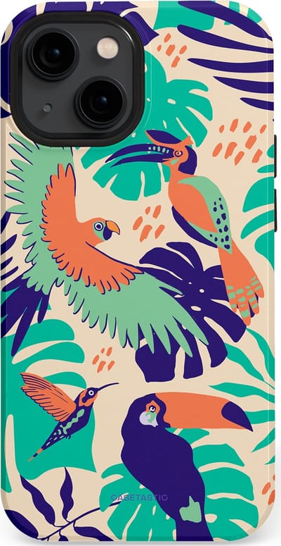 Casetastic Hoesje Geschikt voor Apple iPhone 13 Mini Magsafe - Stijlvolle Beschermende Duo-layer Case - Tropische Vogels