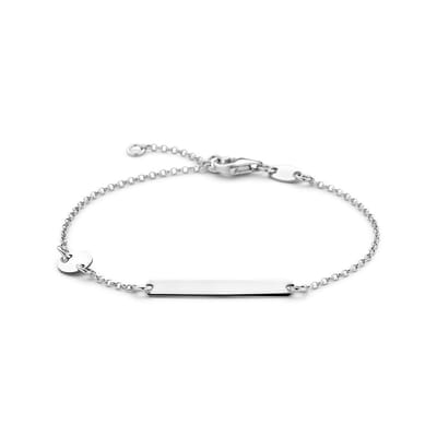Zilver Gerhodineerd Graveerarmband Cirkel En Plaat 3,5 Mm 14 - 16 Cm 1338749