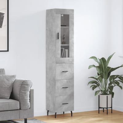 vidaXL - Hoge - kast - 34,5x34x180 - cm - bewerkt - hout - betongrijs