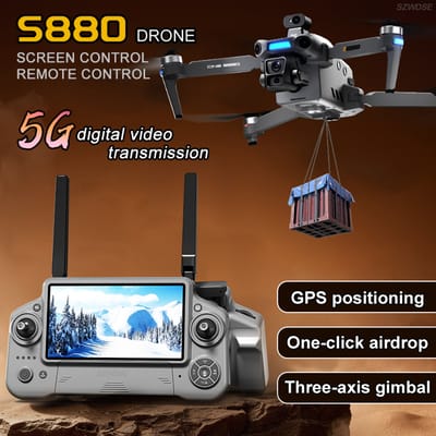Professionele drone S880 voor de Europese regio met 3-assige GPS, HD-scherm, camera, borstelloze motor, 12 km bereik, vaste vleugel UAV, speelgoedquad.