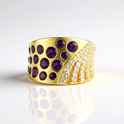 Cavill - Zilveren ring 925 Sterling verguld - 2 875 ct Zambia amethist rondgeslepen - verstelbaar modern elegant paars sieraad dames heren