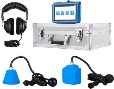 Leidingwaterlekdetector voor gebruik binnenshuis, frequentiebereik 1 Hz-10000 Hz, 7-inch touchscreenapparaat met dubbele sensoren, hoofdtelefoon, 8 GB SD-kaart en draagtas voor het opsporen van lekkages in leidingen