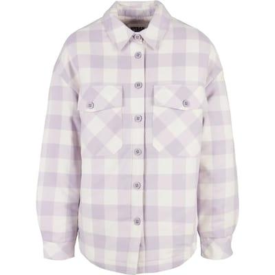 Urban Classics - Flanell Padded Overshirt Blouse - S - Creme/Paars