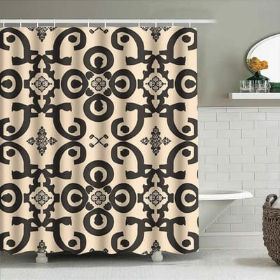 Luxe Vintage Douchegordijn Stof Waterdichte Bedrukking Badkamer Decoratie Decoratief Linnen Doek Zwart Beige Kleur 90x180cm gray