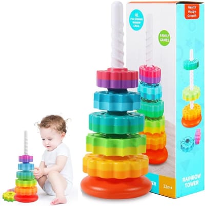 Kleurige Stapelbare Draaiende Regenboog Speelgoed voor Kinderen vanaf 1 Jaar - Educatief, Creatief en Motorisch Ontwikkelingsspeelgoed
