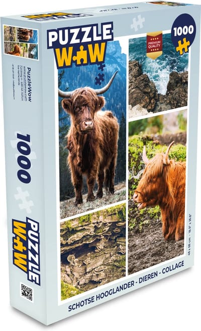 Puzzel Schotse hooglander - Dieren - Collage - Legpuzzel - Puzzel 1000 stukjes volwassenen