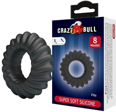 Crazy Bull - Fitz - Super Soft Siliconen Cockring - Model 8 - Zwart
