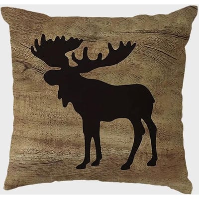 1 st Decoratieve Kussenhoes Moderne Europese Retro Hertenkop Enkelzijdig Bedrukt Decoratie Huisbank Auto Kussenhoes 45x45cm black