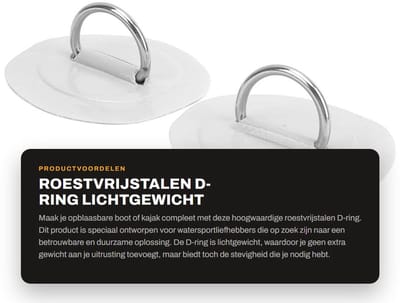 Dailygoods- D-ring Lichtgewicht Roestvrij staal - D-ringen - D-ringgesp - D-ringkussen - Opblaasbare boot - Kajak - Bevestigingsring
